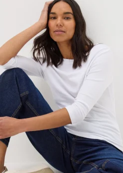 White 3/4 Sleeve Perfect T-Shirt