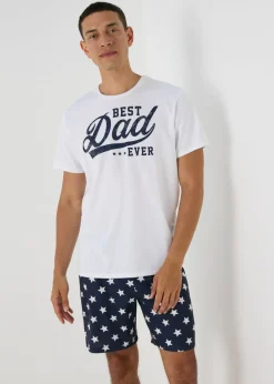 White Best Dad Ever Pyjama Short Set