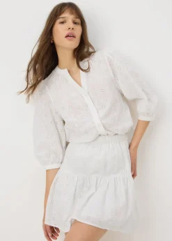 White Broderie Mini Skirt