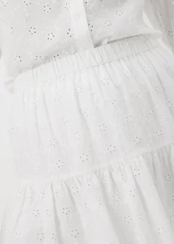 White Broderie Mini Skirt