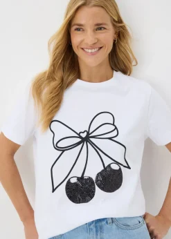 White Cherry Sequin T-Shirt