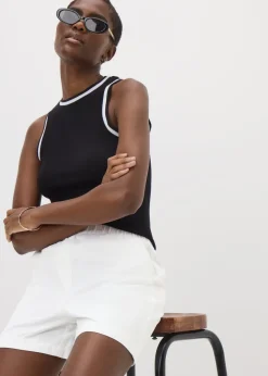 White Cotton Elasticated Shorts