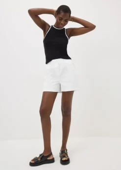 White Cotton Elasticated Shorts