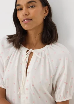 White Dobby Tiered Smock Mini Dress