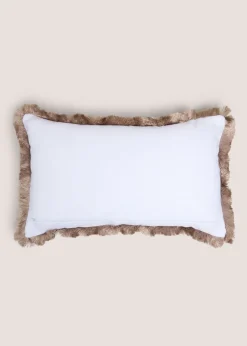 White Embroidered Palm Tree Fringe Cushion