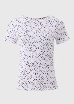 White Fitted Spot Print T-Shirt