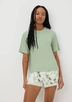 White Floral Pyjama Shorts