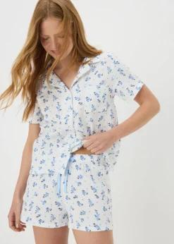 White Floral Short Pyjama Set