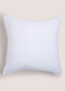 White Geo Print Pinsonic Cushion (40cm x 40cm)