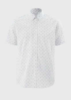 White Geometric Short Sleeve Shirt
