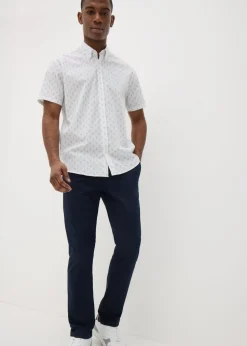 White Geometric Short Sleeve Shirt