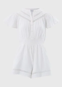 White Lace Button Playsuit
