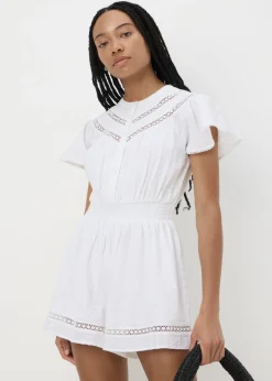 White Lace Button Playsuit