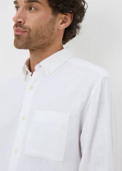 White Linen Blend Shirt
