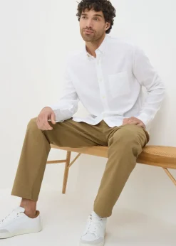 White Linen Blend Shirt