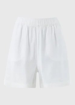 White Linen Blend Shorts