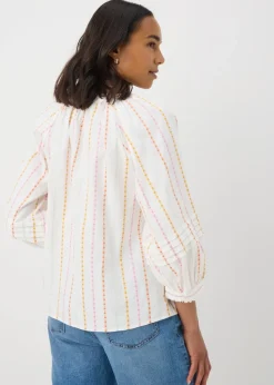 White Multi Stripe Dobby Blouse