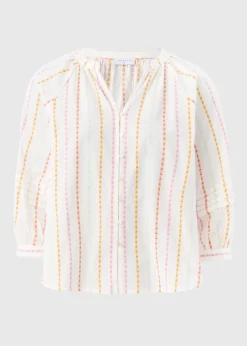 White Multi Stripe Dobby Blouse