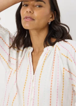 White Multi Stripe Dobby Blouse