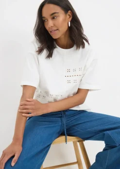White Patchwork Broderie T-Shirt