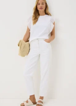 White Pleated Sleeve T-Shirt