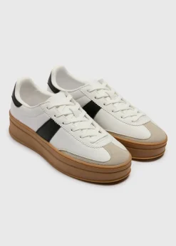 White Retro Platform Trainers
