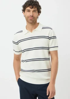 White Reverse Stripe Polo Shirt