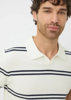 White Reverse Stripe Polo Shirt