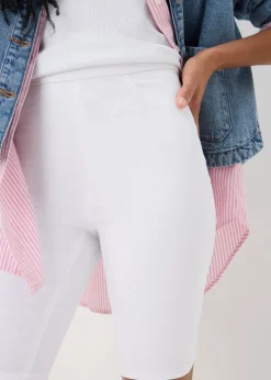 White Rosie Knee Length Shorts