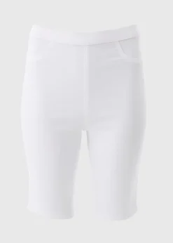 White Rosie Knee Length Shorts