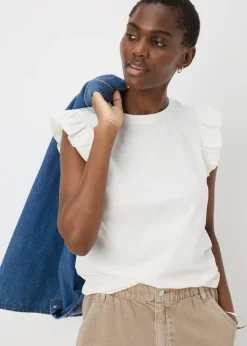 White Ruffle Sleeve T-Shirt