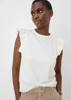 White Ruffle Sleeve T-Shirt