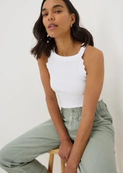 White Scalloped Edge Racer Back Vest Top