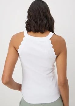 White Scalloped Edge Racer Back Vest Top