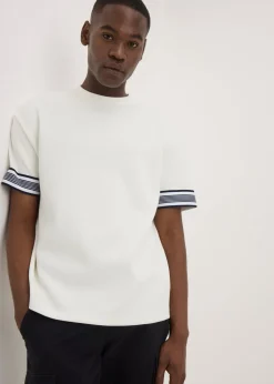 White Smart Stripe Arm Co Ord  T-Shirt