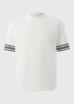 White Smart Stripe Arm Co Ord  T-Shirt