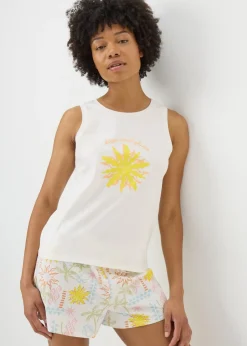 White Solice Vest & Shorts Pyjama Set