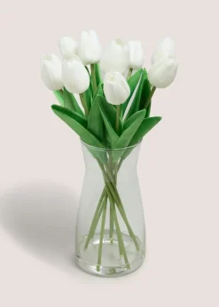 White Tulips In Glass Vase