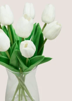 White Tulips In Glass Vase