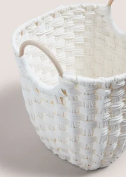 White Wooden Handle Basket
