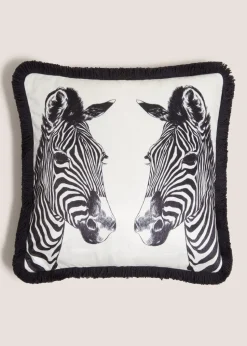 White Zebra Print Cushion