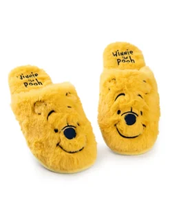 Winnie the Pooh Womens Yellow Embroidered Face Mule Slippers