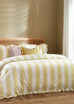 Wylder Birdie Stripe Ruffle Duvet Cover Set