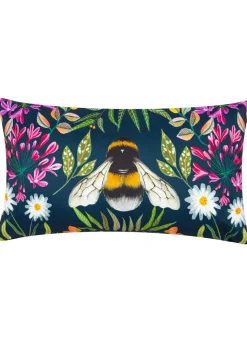 Wylder Nature House of Bloom Zinnia Bee Outdoor Filled Cushion (30cm x 50cm x 8cm)