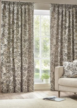 Wylder Nature Pomegranate Floral Jacquard Pencil Pleat Curtains