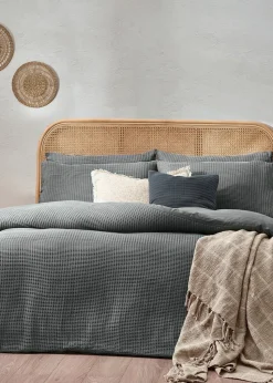 Yard Chunky Waffle 100% Cotton Duvet Cover Set Dusk