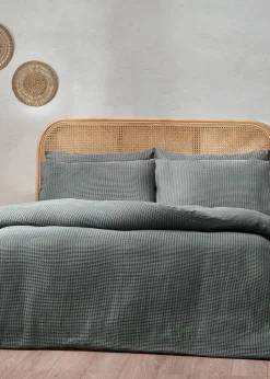 Yard Chunky Waffle 100% Cotton Duvet Cover Set Dusk