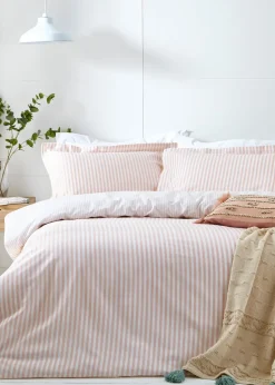 Yard Hebden Melange Blush Pink Stripe Duvet Cover Set