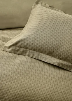 Yard Waffle Textured 100% Cotton Duvet Cover Set Olive