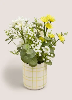 Yellow Flowers In A Ceramic Pot